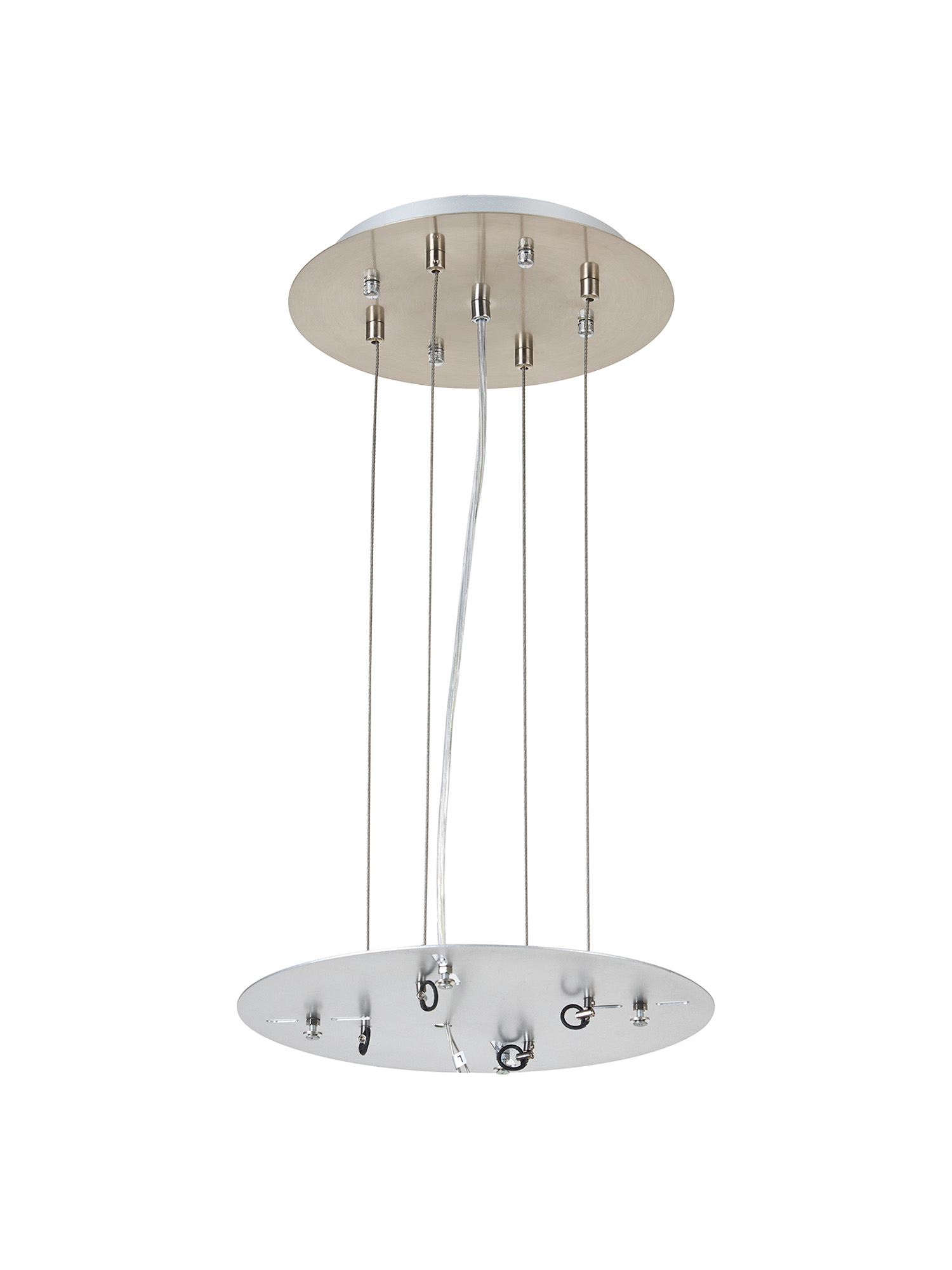 D0931SN/SI  Lowan 290mm, 3m Suspension Plate c/w Power Cable To Lower Flush Fittings, Satin Nickel/Silver Max Load 40kg (ONLY TESTED FOR OUR RANGE OF PRODUCTS)